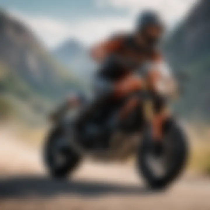 A dynamic view of bikers in motion, wearing anime-themed gear.