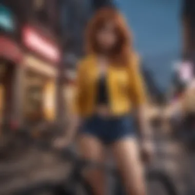 Street Fashion Meets Anime Culture A street fashion scene highlighting the blend of anime culture and biking apparel.