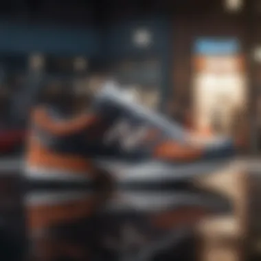 Innovative Design in New Balance Footwear A close-up view of New Balance shoes designed for extreme sports, showcasing innovative materials and design.