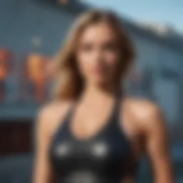 Innovative one piece swimsuit design showcasing performance features