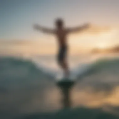 A crowded beach showcasing surfers with the Hang Ten gesture