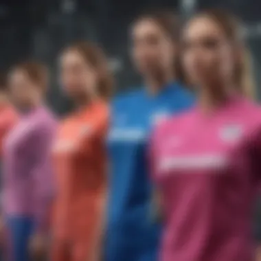 Group of athletes wearing colorful tops during a competition