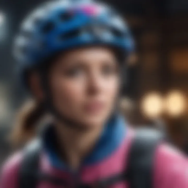 Blue athletic gear in an extreme sports setting
