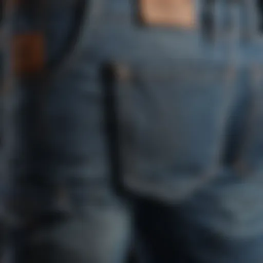 A close-up view of a pair of blue jeans with cargo pockets highlighting their design.