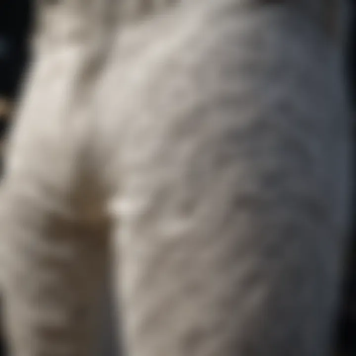 Close-up of laced pants showcasing innovative material and design