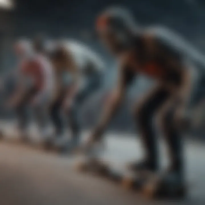 A group of skateboarders in zombie costumes at a competition