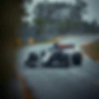 Mastery in Motion: F1 Car in Action Formula One car navigating a sharp turn, demonstrating precision and control