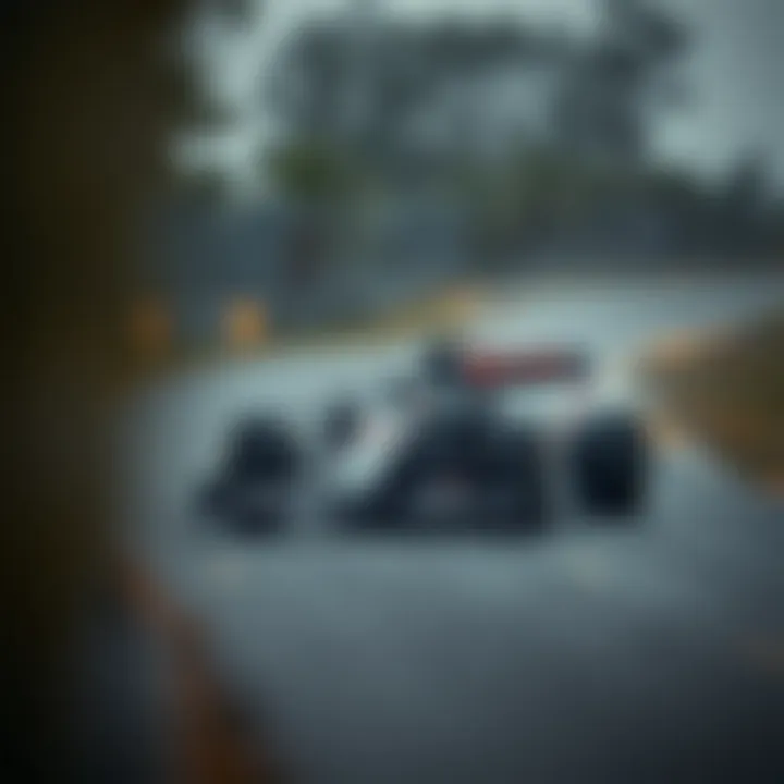 Mastery in Motion: F1 Car in Action Formula One car navigating a sharp turn, demonstrating precision and control