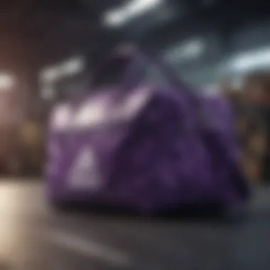 The purple Adidas bag in a dynamic setting, illustrating its functionality in extreme sports.