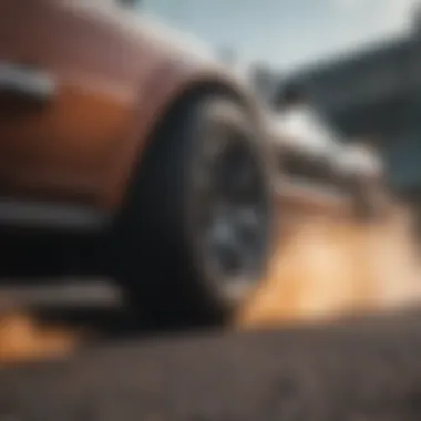 Tires in Motion Close-up of drifting tires in action, showcasing tire smoke and control.