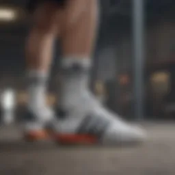Dynamic athlete showcasing adidas Trefoil socks during a skateboarding session