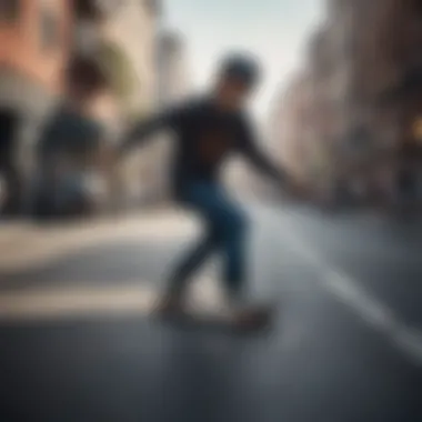 A vibrant street scene filled with skateboarders