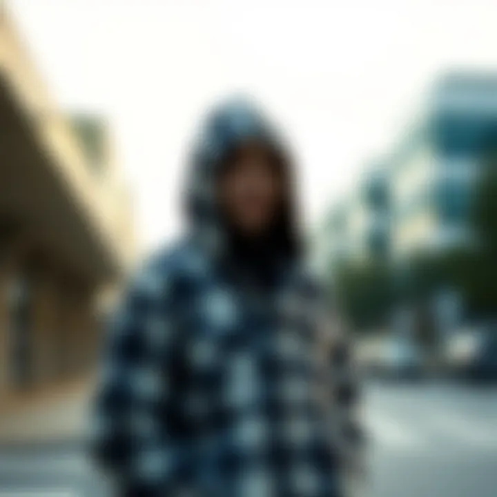 Urban Outfit with Hooded Flannel Urban outfit showcasing hooded flannel as a fashion statement
