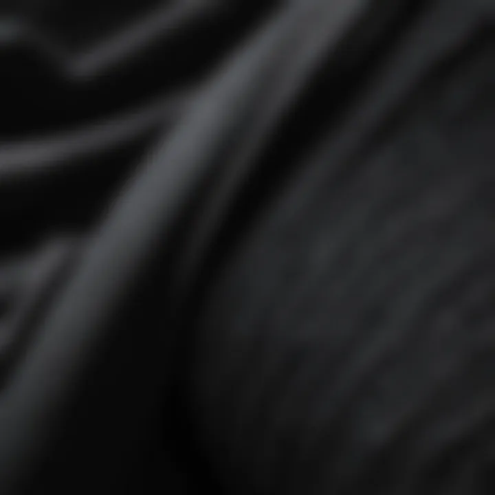 Close-up of fabric and texture of black sweats