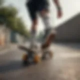 Dynamic skateboarder showcasing agility with low top Nike socks.