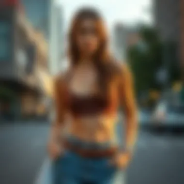 Brown Crop Tank in Urban Fashion Fashion trends highlighting the brown crop tank in urban settings