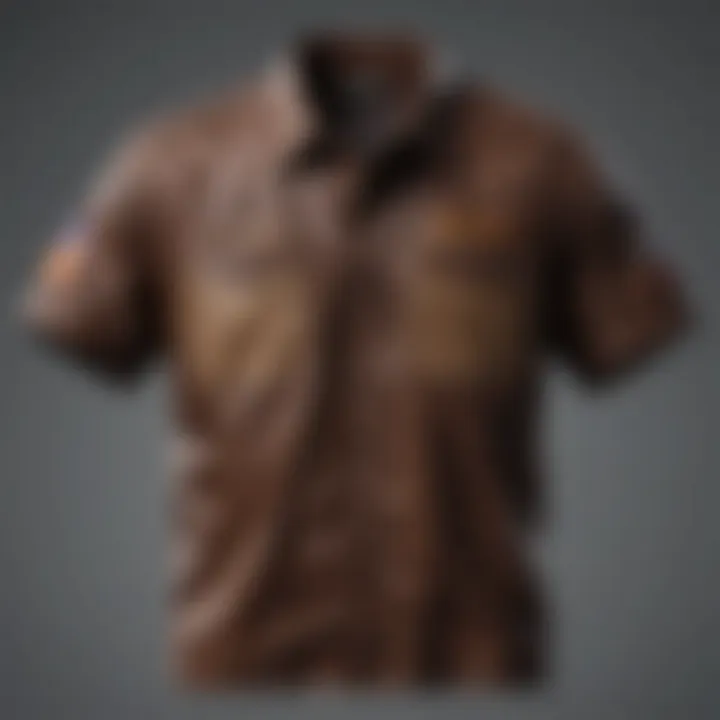 A collection of brown graphic shirts in various styles, showcasing their versatility in extreme sports fashion.