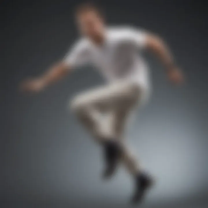 Athlete performing a high-adrenaline jump wearing a lightweight white shirt