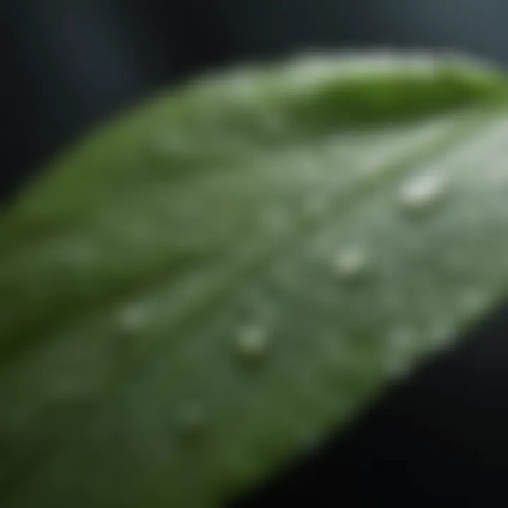 Close-up of water droplets on a leaf, symbolizing purity and detoxification