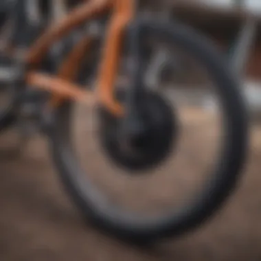 A detailed view of BMX bike tires and wheels on a racing track