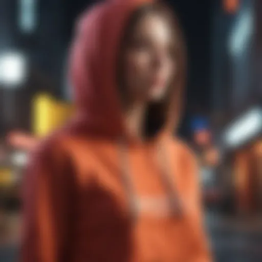 Stylish thin cropped hoodie in urban setting