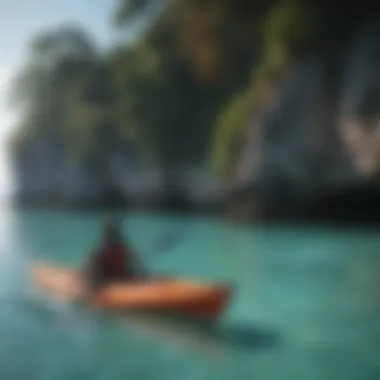 Adventurers kayaking in the clear waters of Tiger Tail Beach