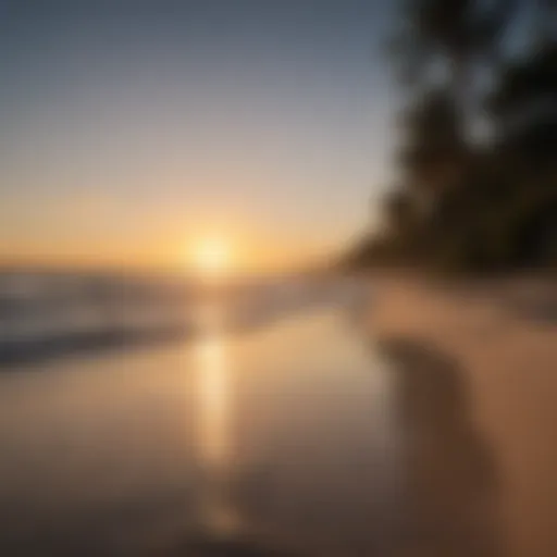 A serene view of Tiger Tail Beach at sunset