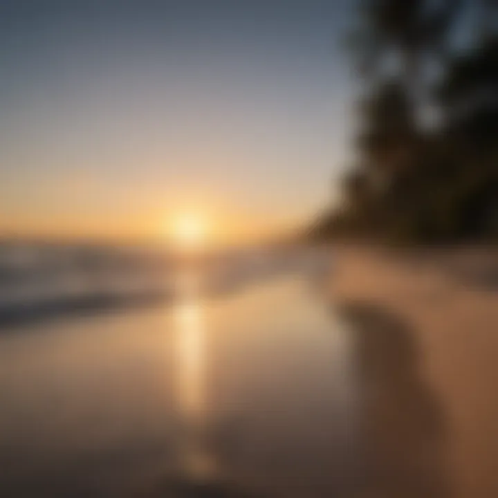A serene view of Tiger Tail Beach at sunset