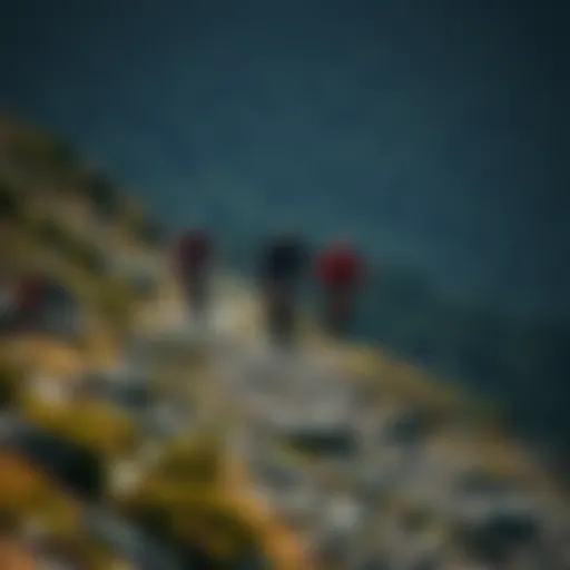 Riders navigating a rugged mountain trail