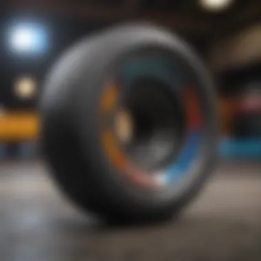 Close-up of premium skateboard wheels showcasing intricate design and texture