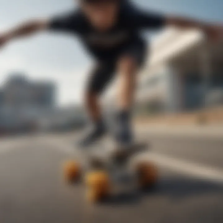 Skater performing tricks with high-performance skateboard wheels