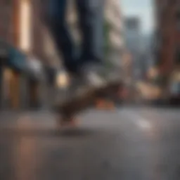 Dynamic skateboard trick in an urban setting