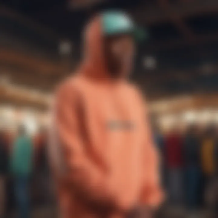 A fashion-forward individual styling a Tyler, The Creator hoodie at a streetwear event.