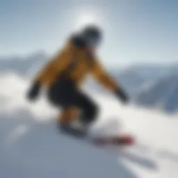 A snowboarder carving through fresh powder on a pristine alpine slope.