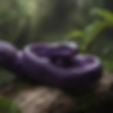Black Pit Viper in Its Natural Habitat Black pit viper coiled on a branch in its natural habitat