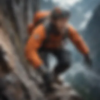 Mountain Climber Using Breath Techniques Scenic view of a mountain climber utilizing breath hold techniques