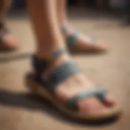 A close-up view of Chaco sandals showcasing their unique strap design.