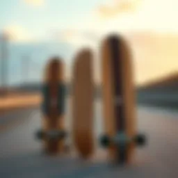 Different shapes of cruiser skateboard decks showcasing versatility