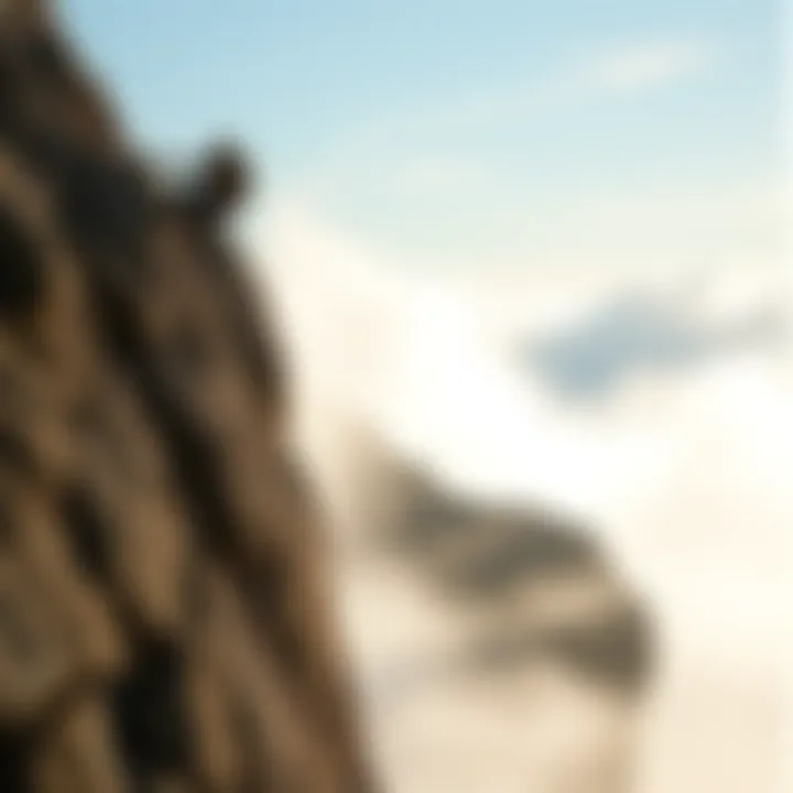 Rock Climber Navigating Gusty Conditions Rock climber navigating gusty conditions on a cliff