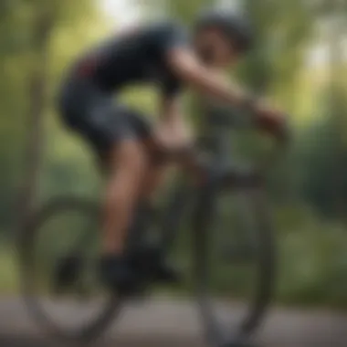 Proper Body Alignment for Cycling Illustration of a cyclist demonstrating proper body alignment on a bike.