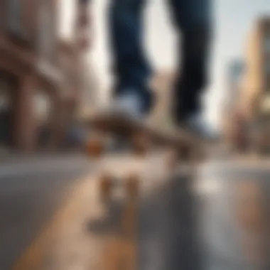 Skateboarders of various skill levels performing tricks on different boards