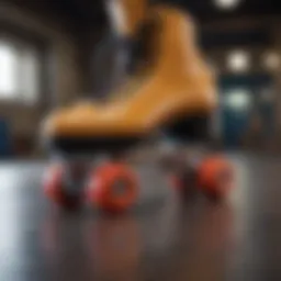 A close-up view of high-quality roller skates showcasing intricate details.