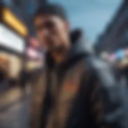 A vibrant street scene showcasing diverse streetwear styles.