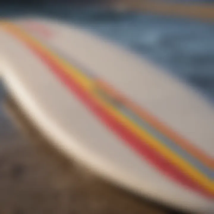 A surfboard with a newly installed pad showcasing its sleek design