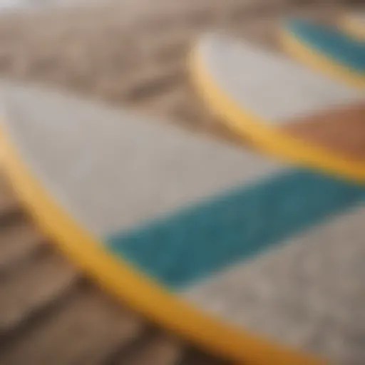 A close-up view of different surfboard pad materials emphasizing texture and durability