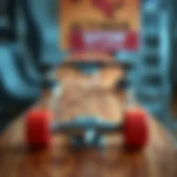 Detailed view of an 8.5 skateboard deck showcasing its dimensions