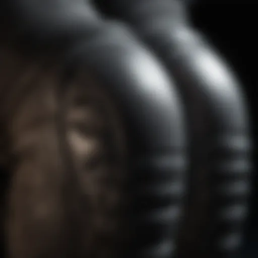 A close-up view of TSG knee pads showcasing their design and material.