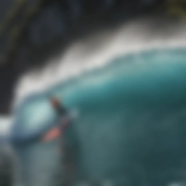 A group of water sports enthusiasts discussing wave dynamics