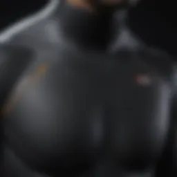 A close-up of wetsuit material showcasing its texture and flexibility.