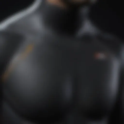 A close-up of wetsuit material showcasing its texture and flexibility.